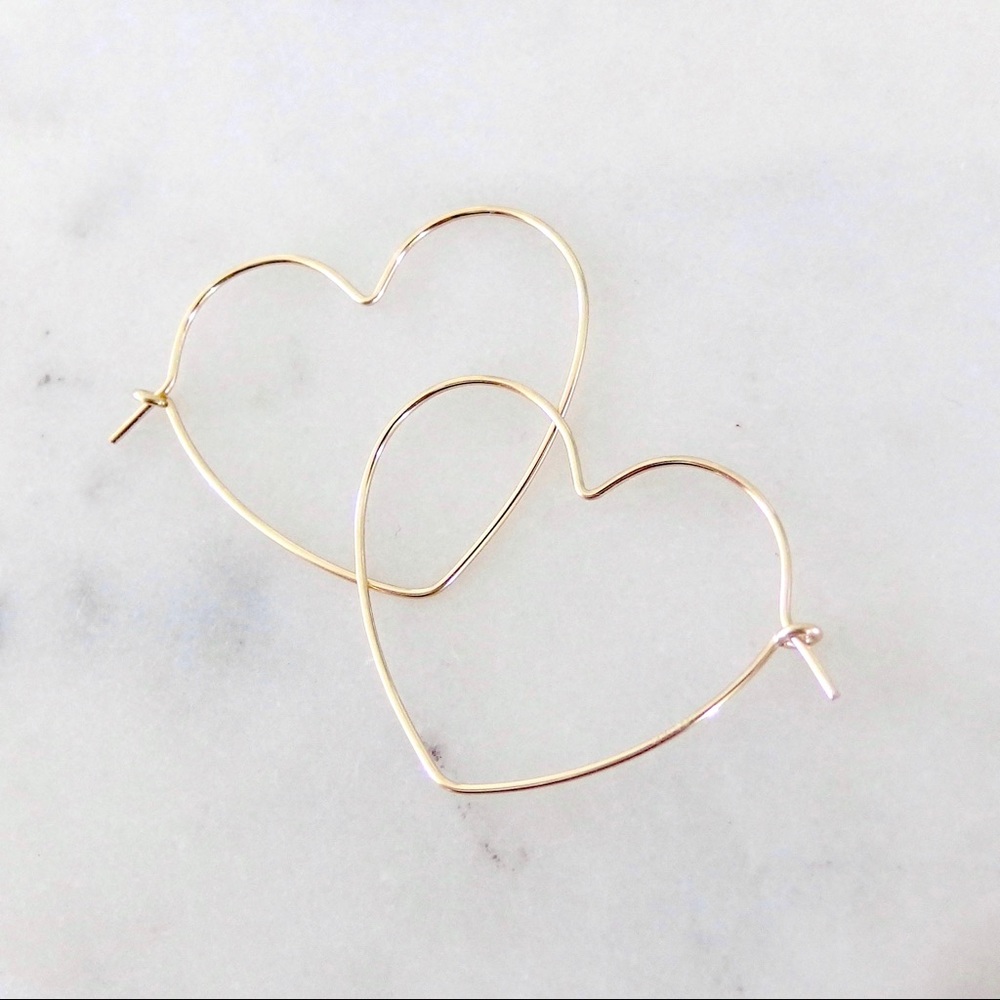 New small heart hoop earrings 14k gold filled